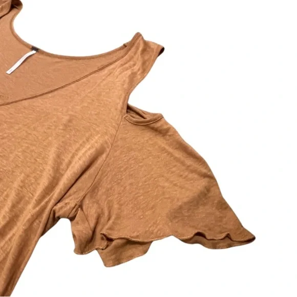 Free People Bittersweet cold shoulder tee small tan - Picture 3 of 9